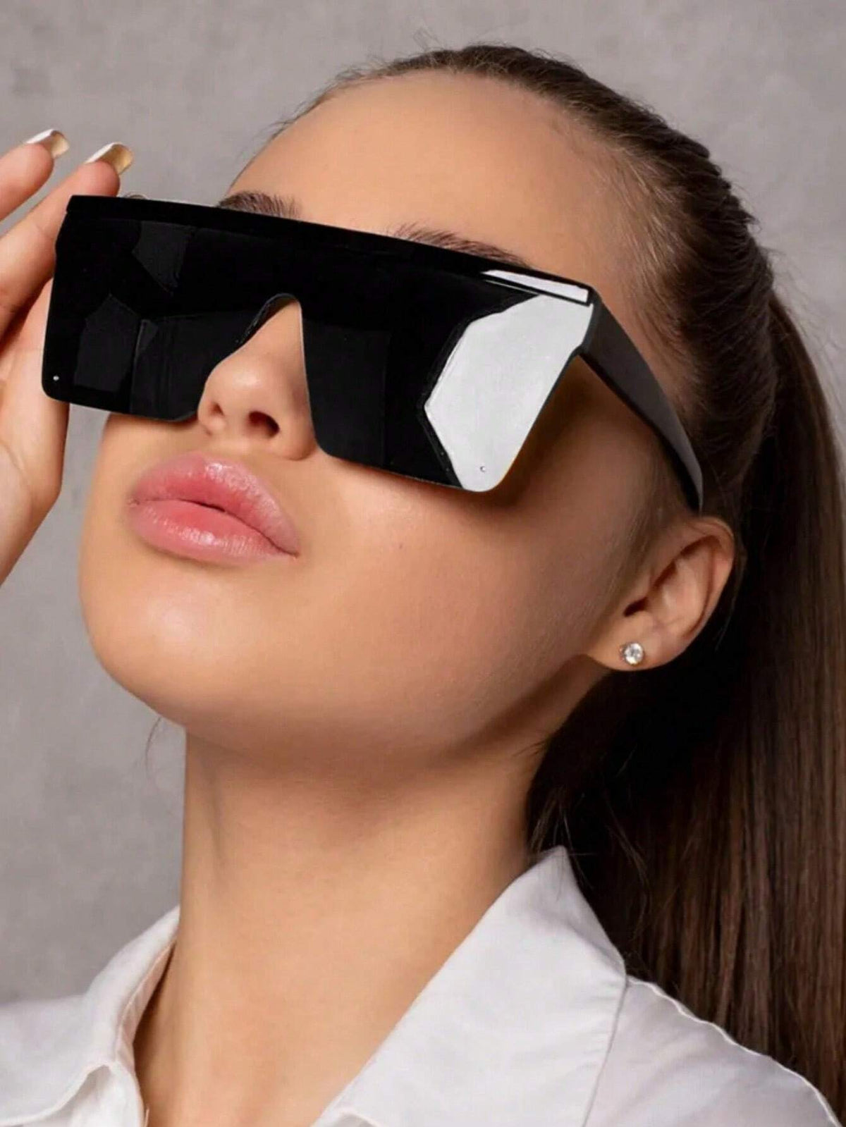 1pc Fashionable Oversized Square Frame Fashion Glasses