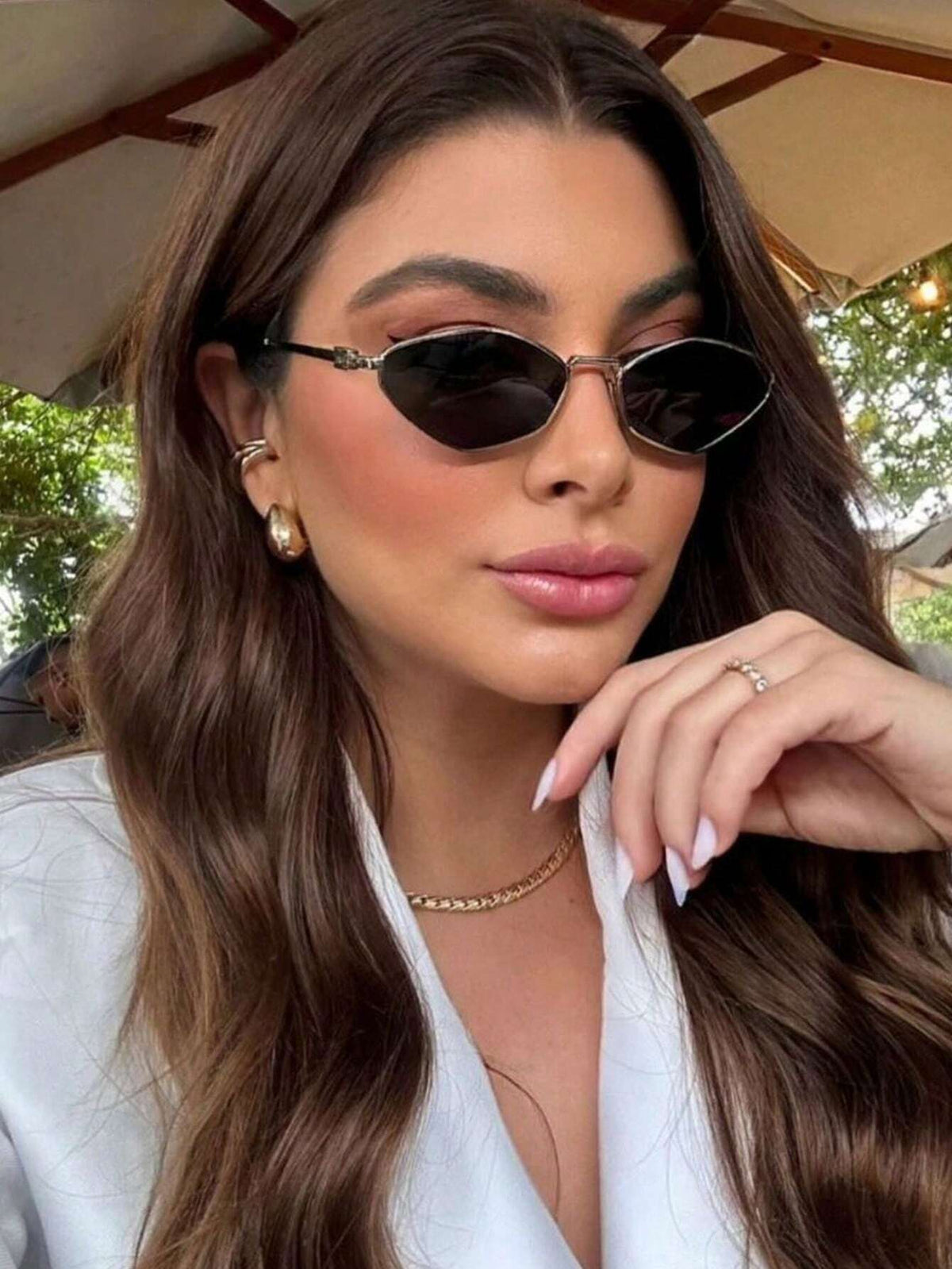 1pc Y2K Diamond-Shaped Metal Frame Glasses