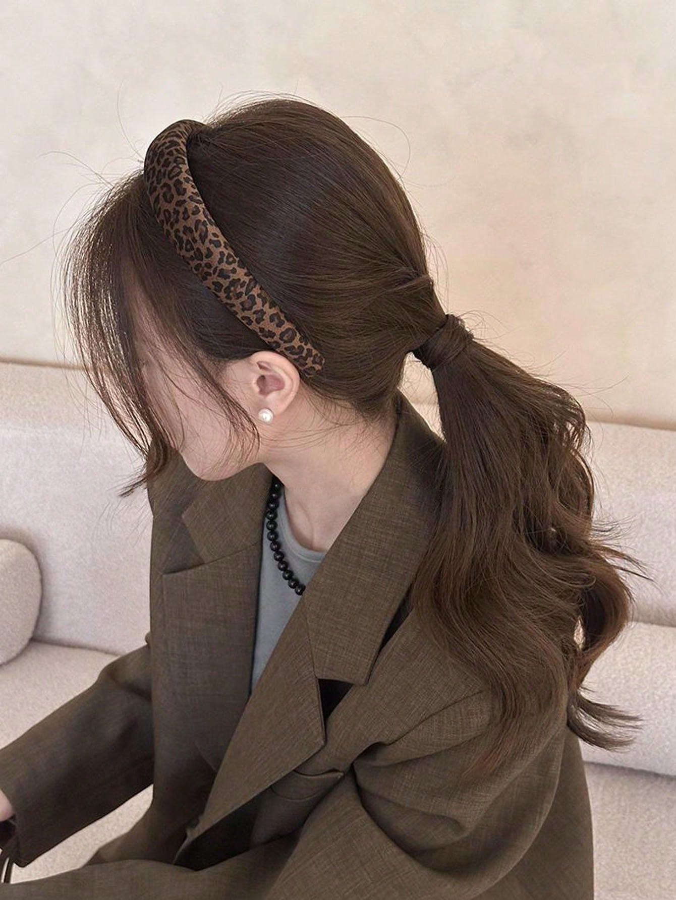 Leopard Print Velvet Padded Headband