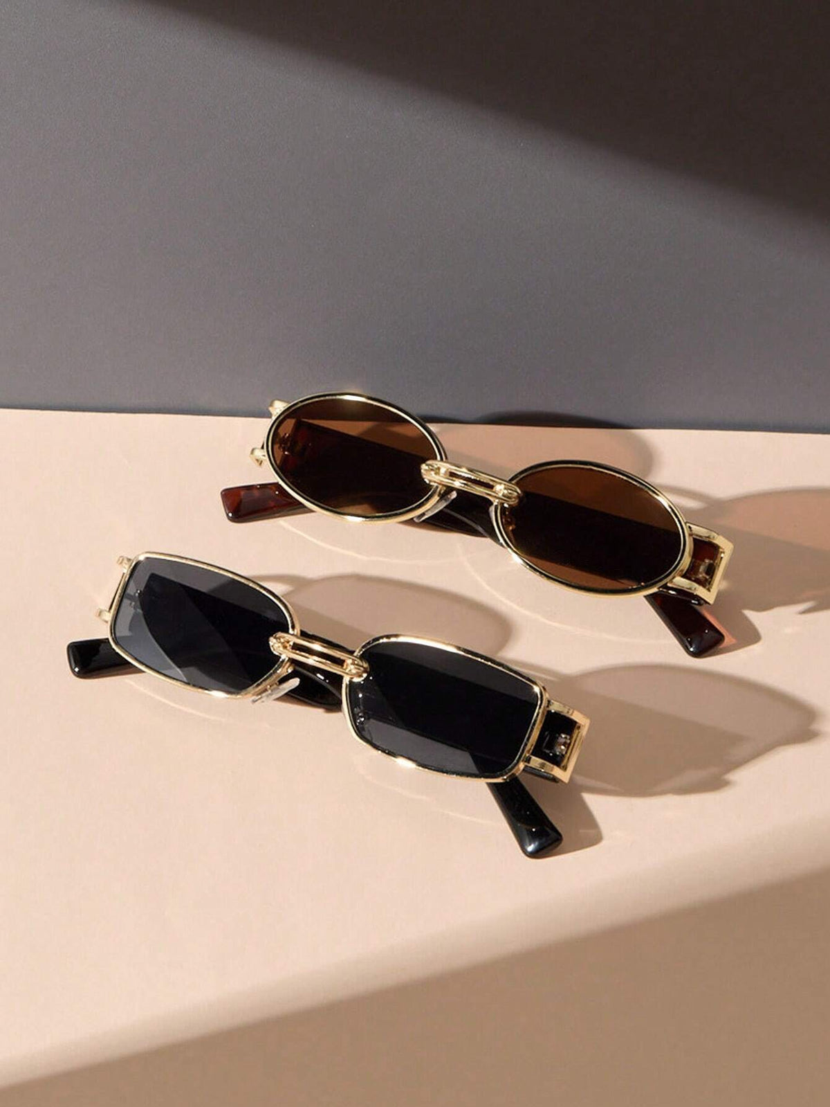 2pcs Vintage Copper Frame Glasses