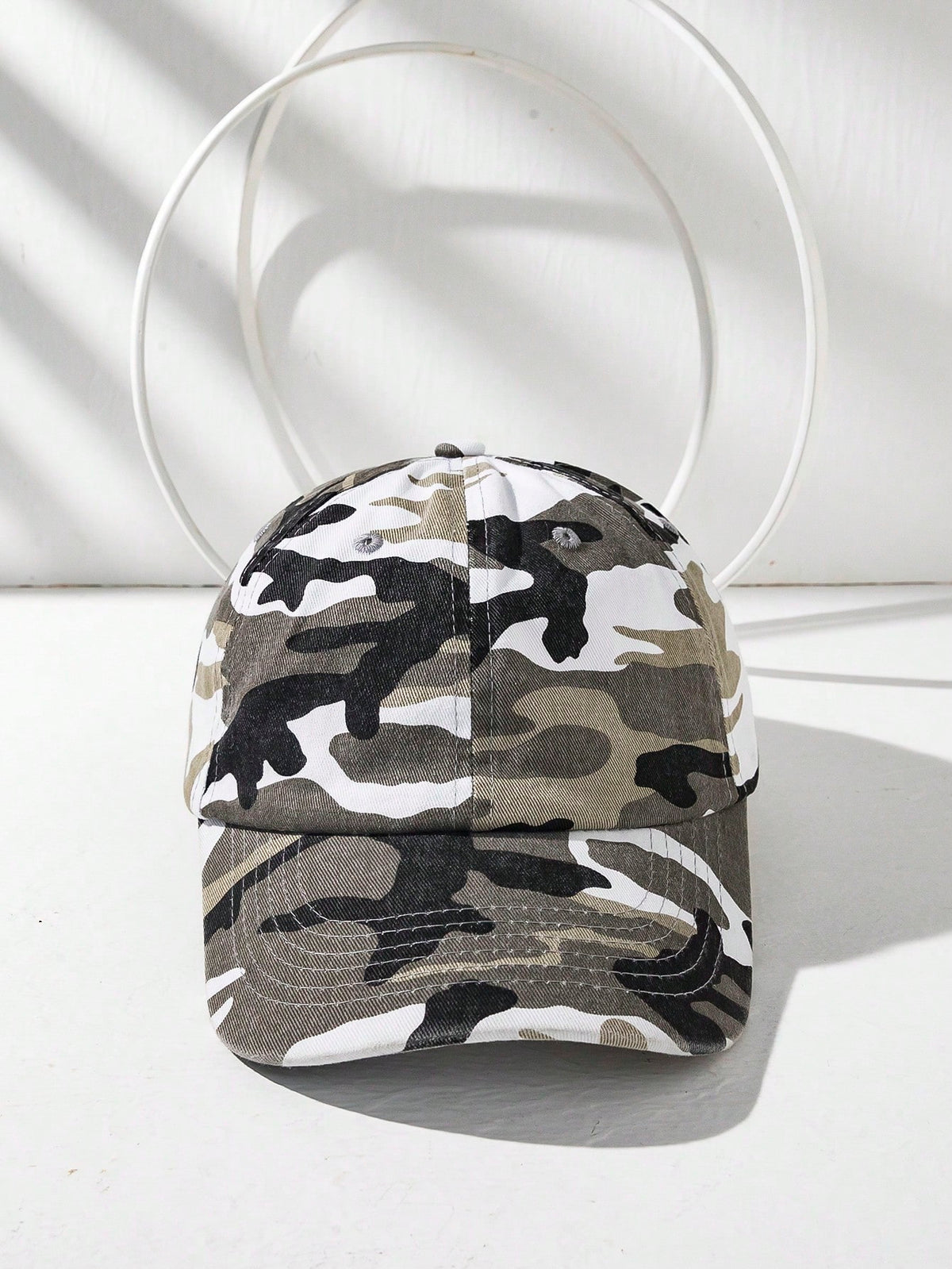 Fashionable Unisex Washed Denim Camouflage Baseball Cap - GrayD