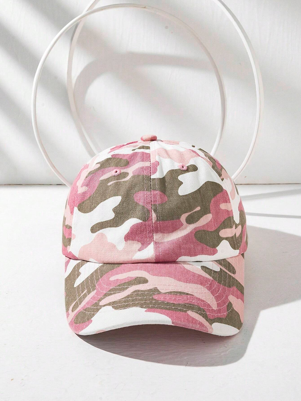 Fashionable Unisex Washed Denim Camouflage Baseball Cap - pinkB