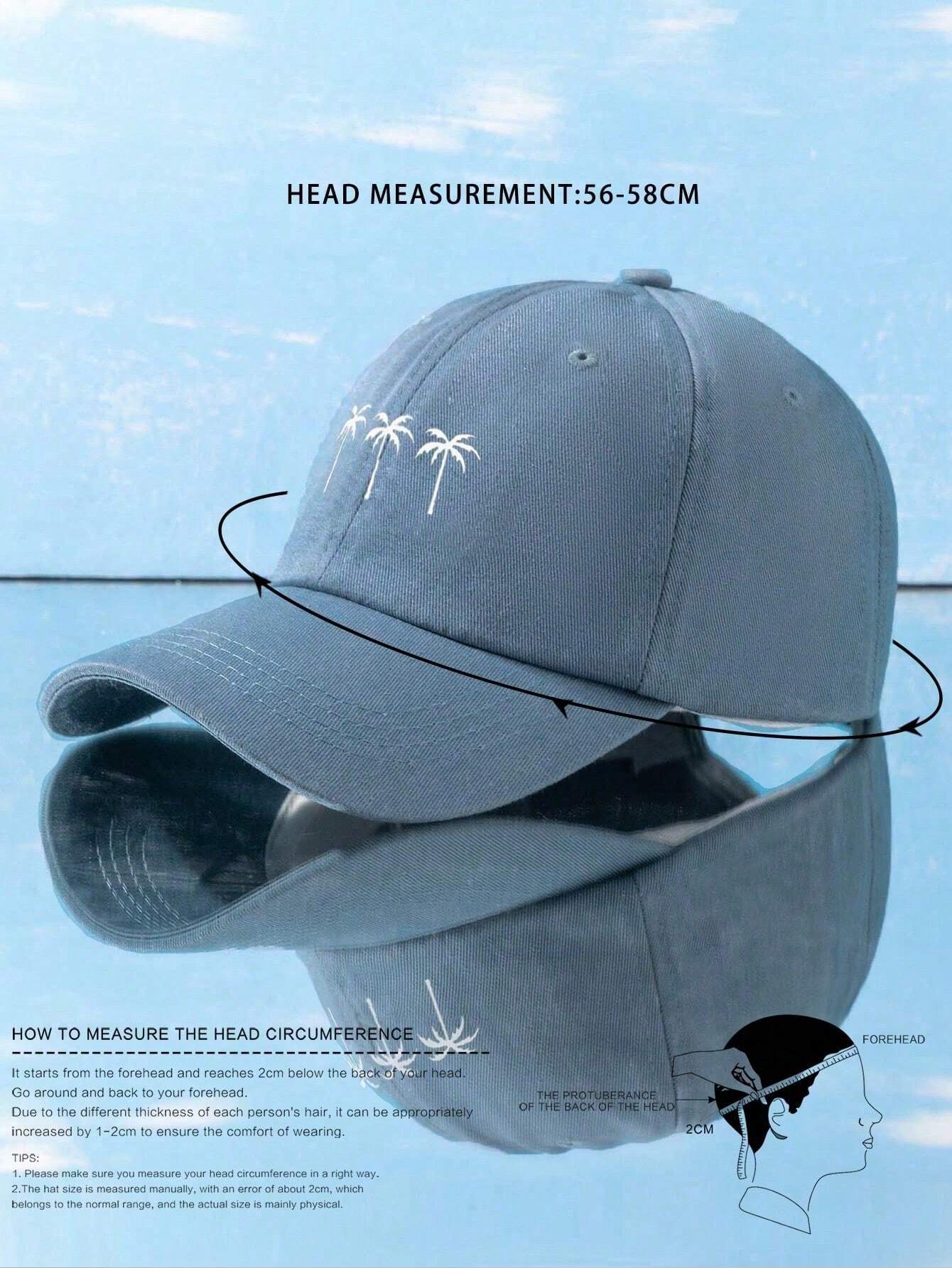 1pc Unisex Coconut Tree Print Baseball Cap - Blue