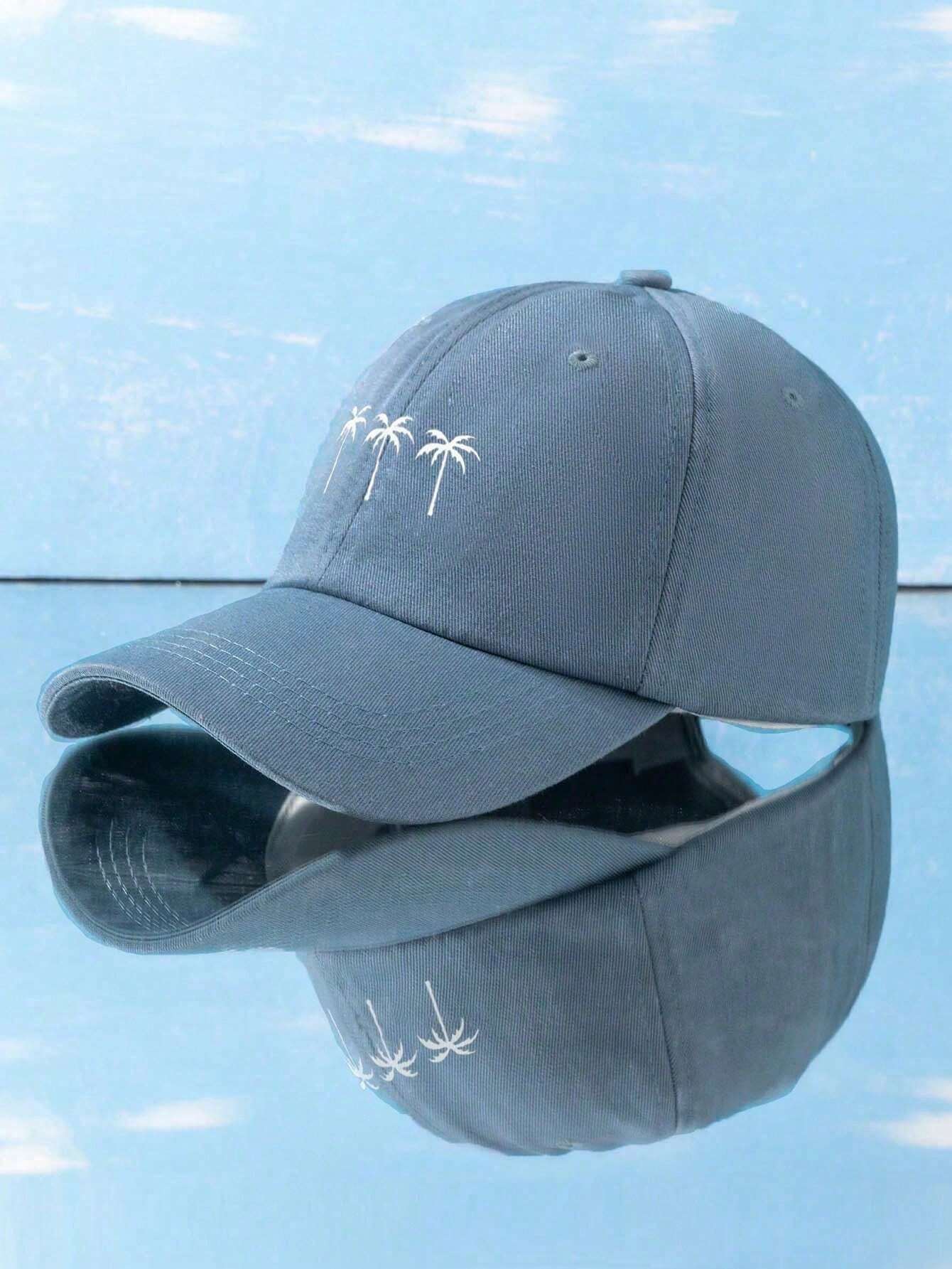 1pc Unisex Coconut Tree Print Baseball Cap - Blue