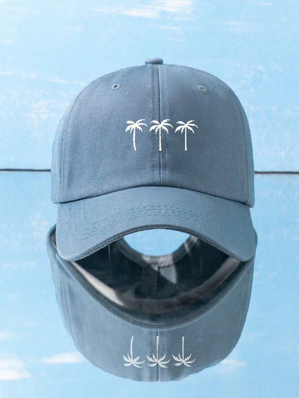 1pc Unisex Coconut Tree Print Baseball Cap - Blue
