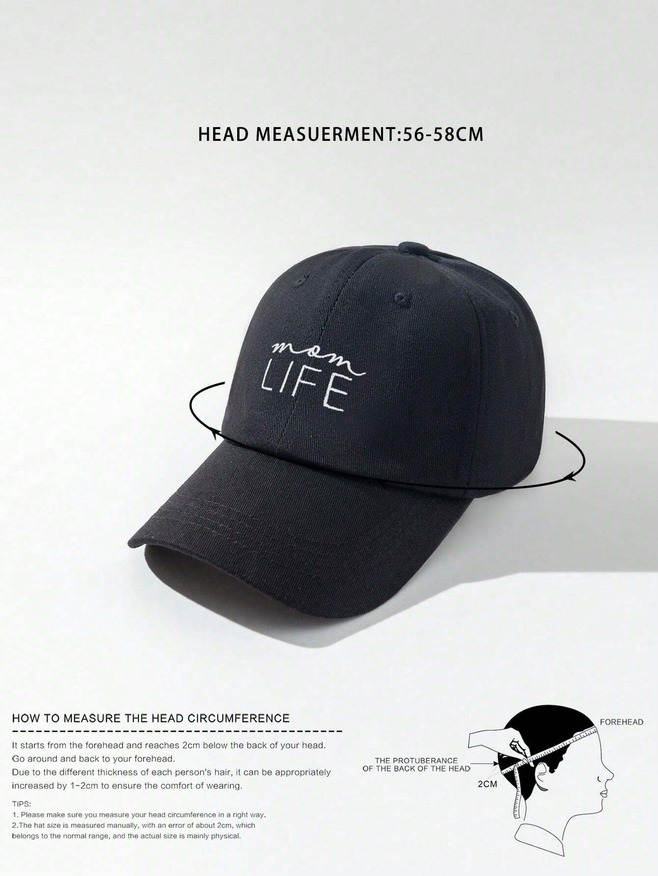 1pc Mom Life Embroidered Letter Washed Breathable Versatile Baseball Cap