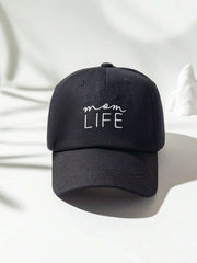 1pc Mom Life Embroidered Letter Washed Breathable Versatile Baseball Cap