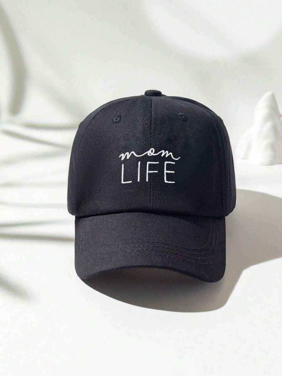 1pc Mom Life Embroidered Letter Washed Breathable Versatile Baseball Cap