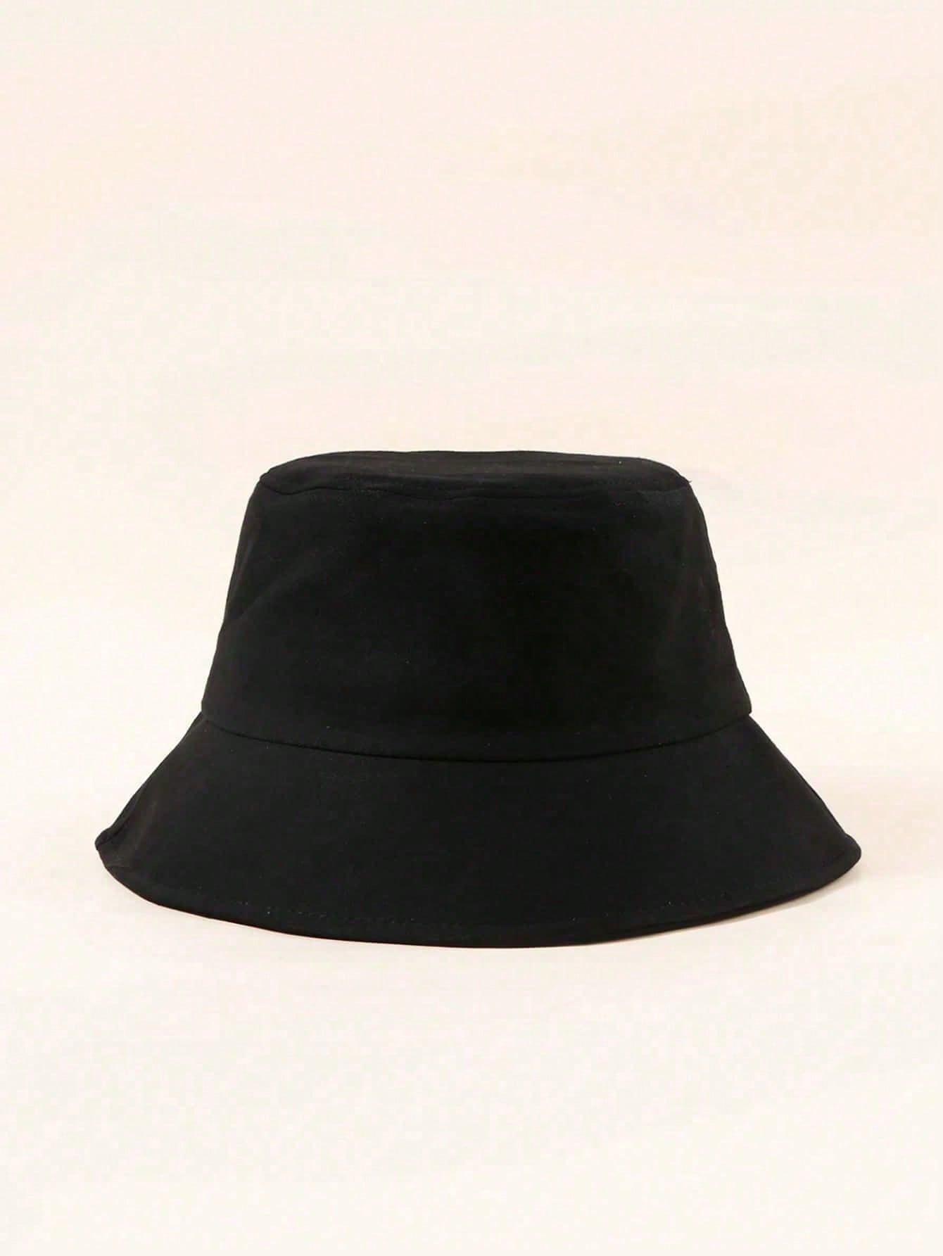 1pc Embroidered Bucket Hat - Black
