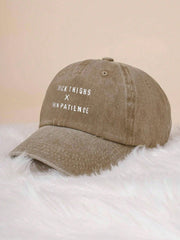 1pc Embroidered "Thick Thighs X Thin Patience" Washed Baseball Cap