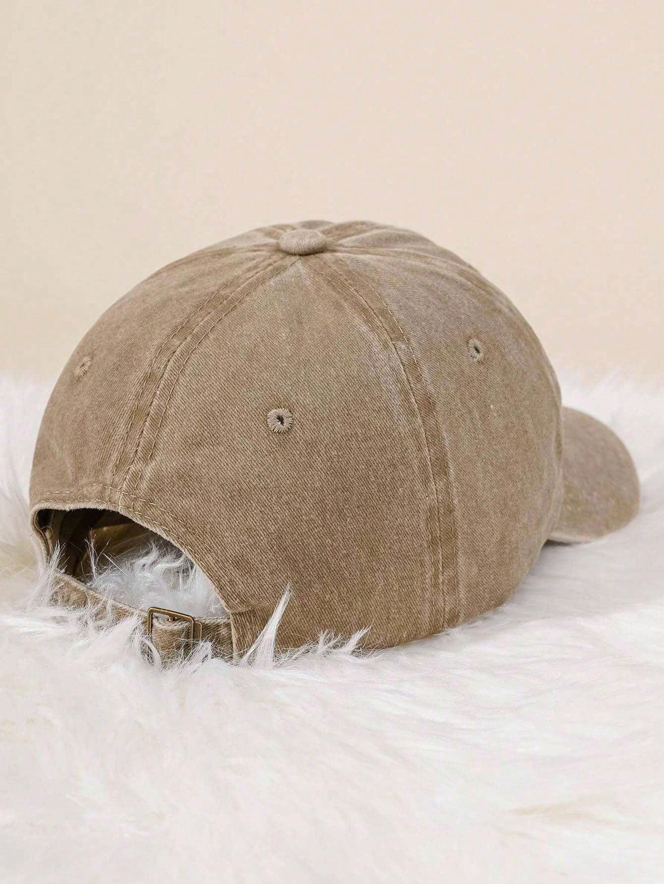 1pc Embroidered "Thick Thighs X Thin Patience" Washed Baseball Cap
