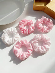 5pc Ditsy Floral Plaid Polka Dot Scrunchie Set
