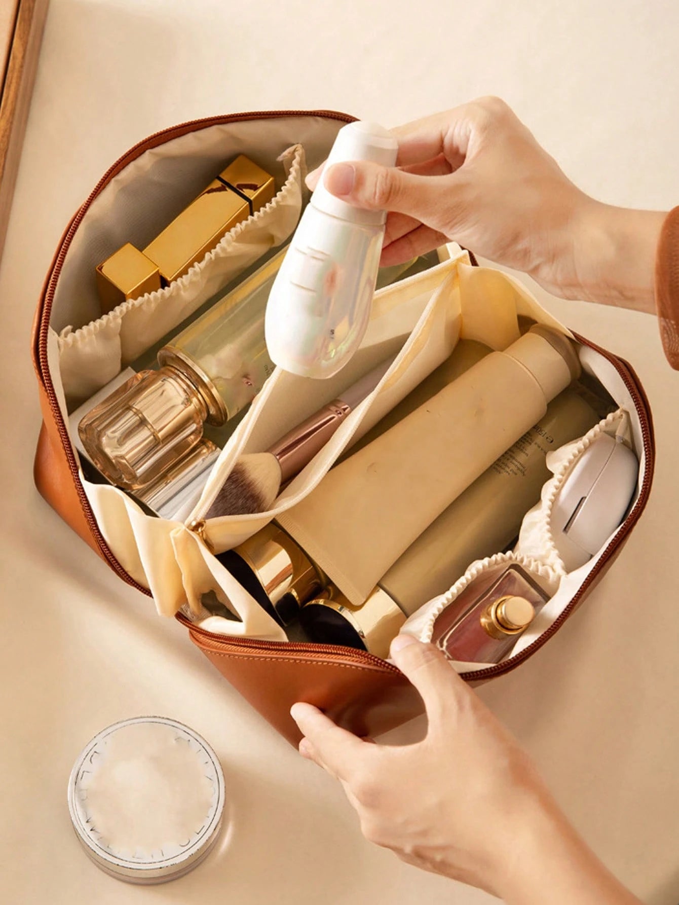Stylish Imitation Cosmetic Bag Brown - FD ⚡