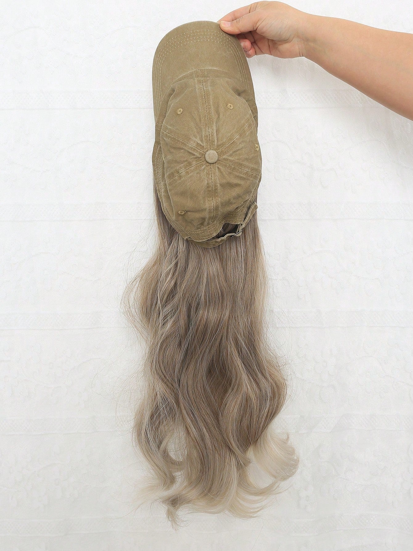 Baseball Cap with Attached Short Wavy Curly Hair