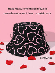 1pc Reversible Heart Print Bucket Hat