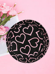 1pc Reversible Heart Print Bucket Hat