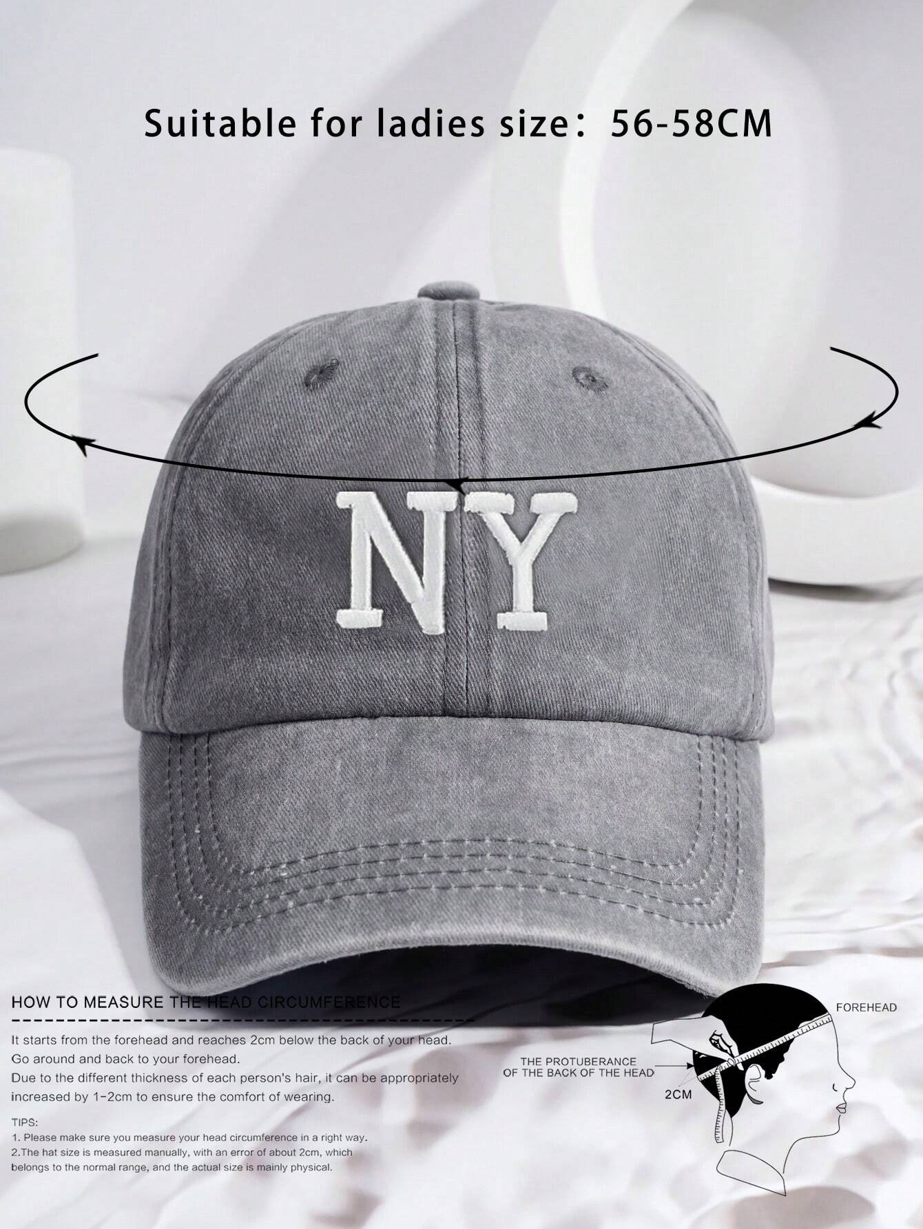 1pc Men's Embroidered NY Washed Baseball Cap With Adjustable Strap