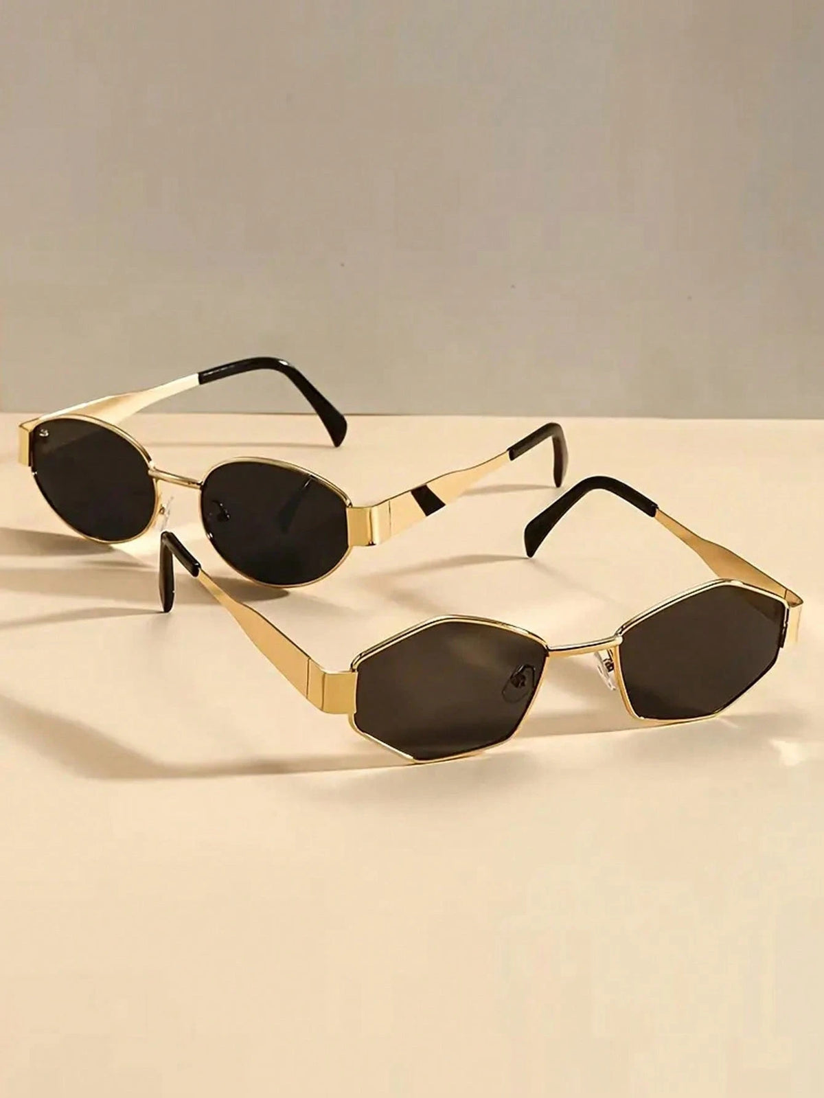 2pcs Fashion Metal Oval Frame Glasses