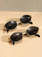 2pcs Fashion Metal Oval Frame Glasses