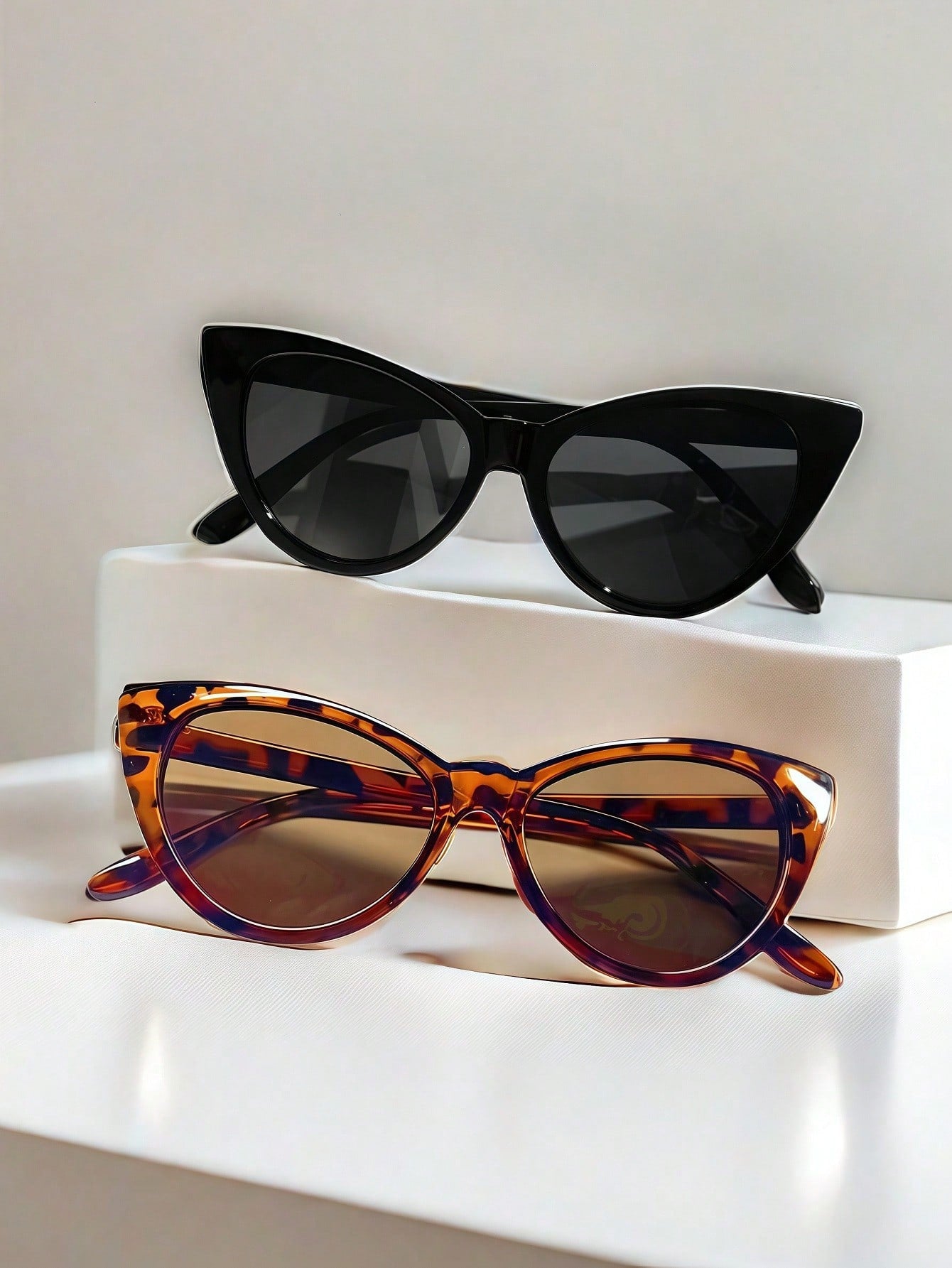 2 Pack Unisex Retro Leopard Print Cat Eye Glasses