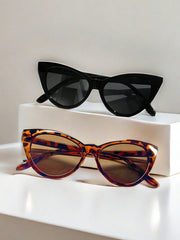 2 Pack Unisex Retro Leopard Print Cat Eye Glasses