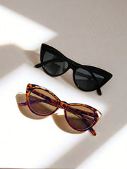 2 Pack Unisex Retro Leopard Print Cat Eye Glasses