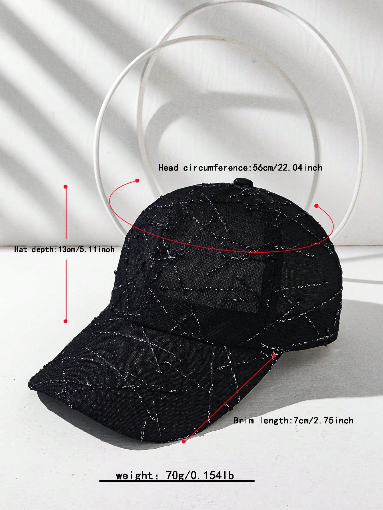 Breathable Hollow-Out Baseball Cap - Black