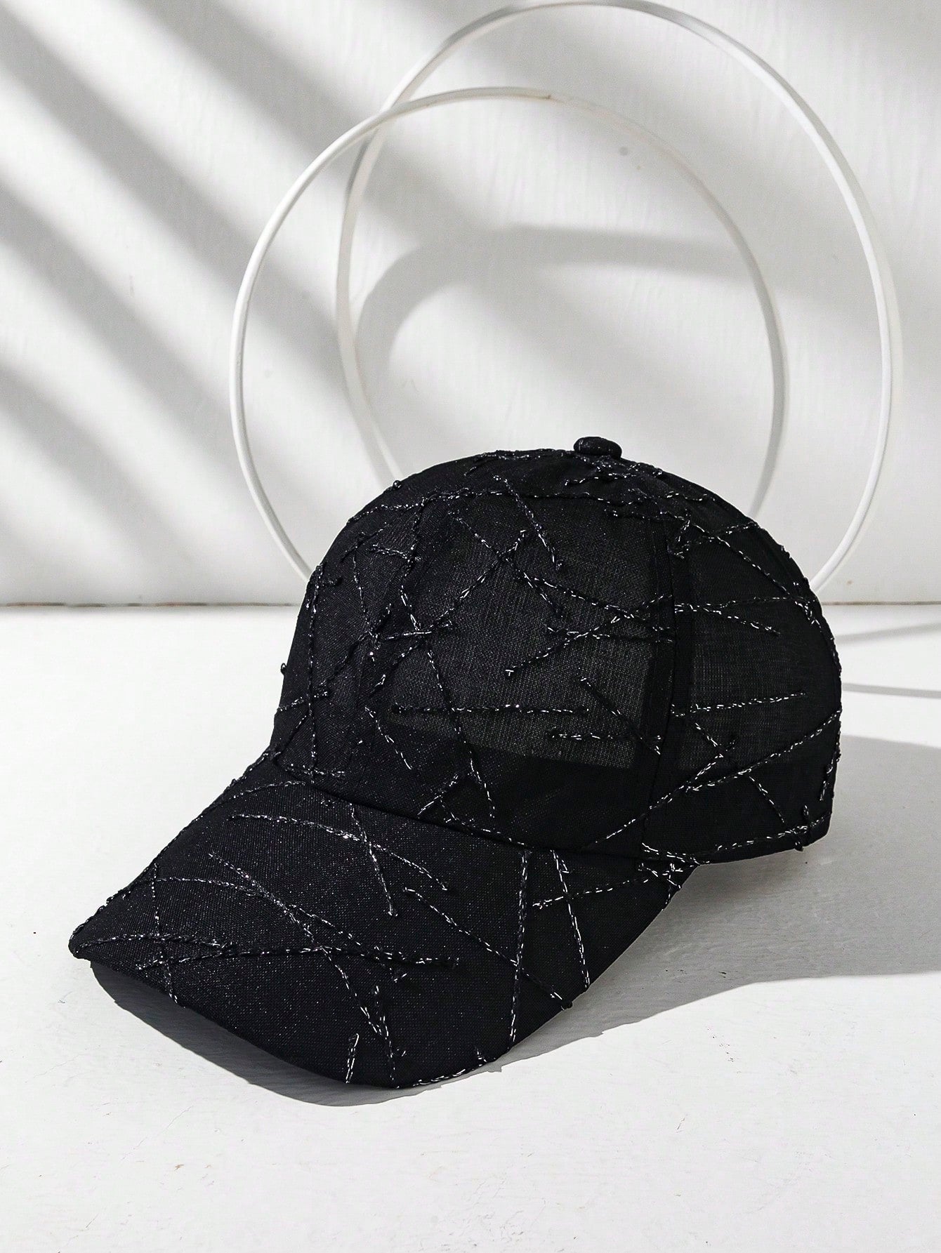 Breathable Hollow-Out Baseball Cap - Black