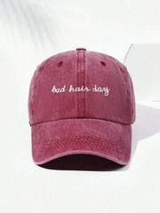 1pc Embroidered Ponytail Baseball Cap-Burgundy