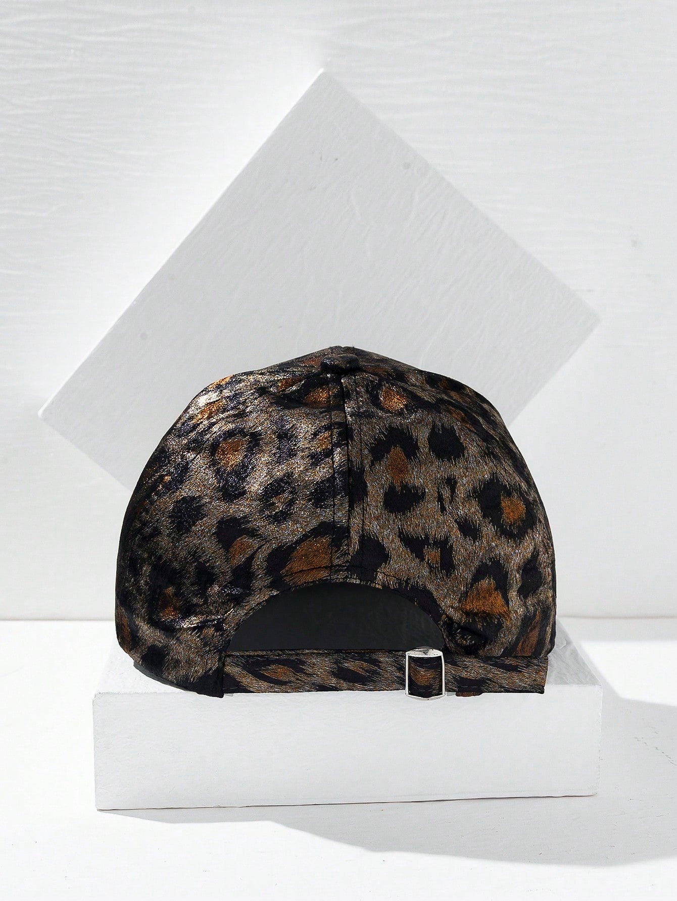 Reflective Leopard Print Baseball Cap - Black