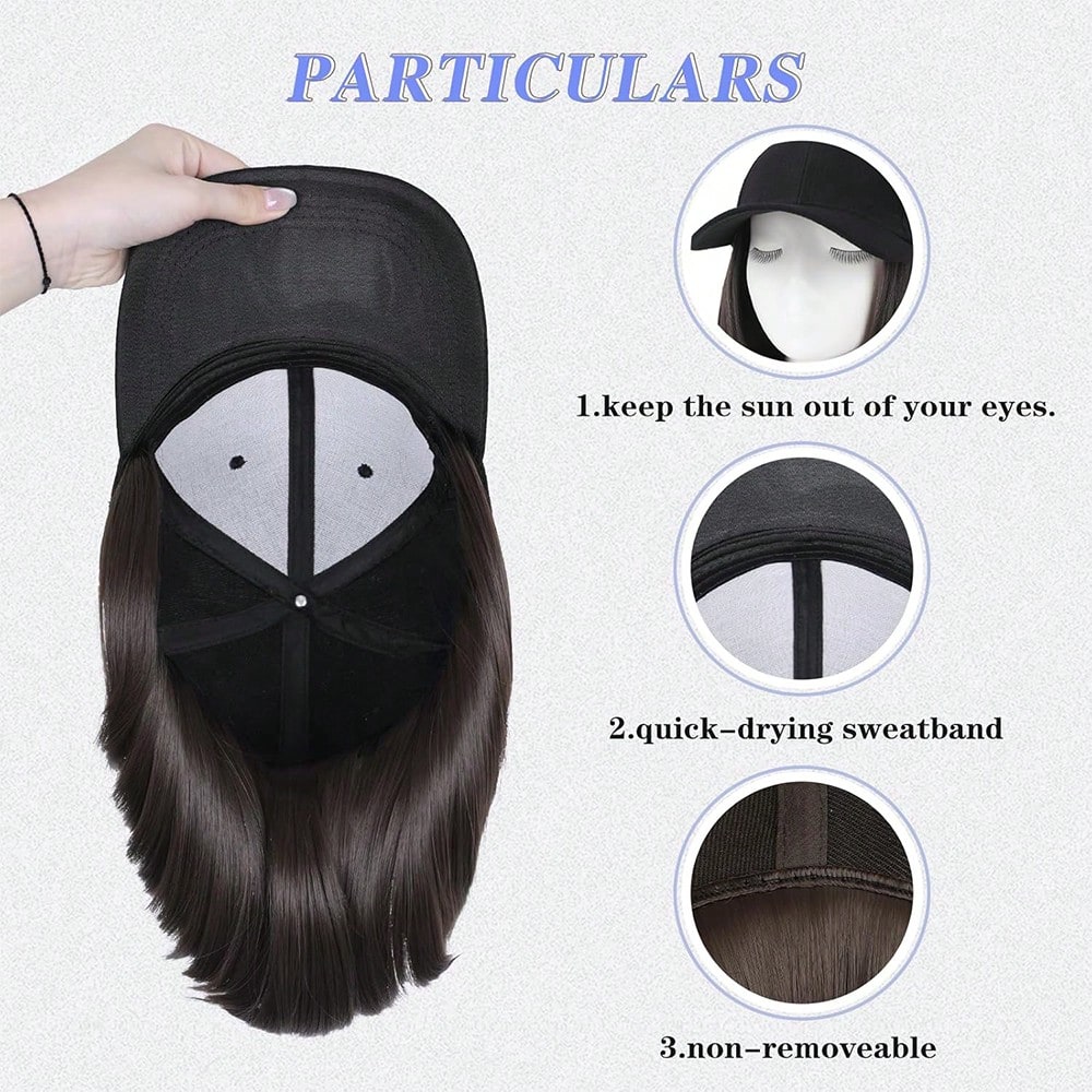 Short Straight Bob Baseball Cap Wig