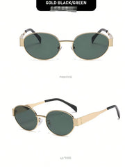 4pcs Metallic Frame Wide Leg Retro Oval Glasses