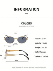 4pcs Metallic Frame Wide Leg Retro Oval Glasses