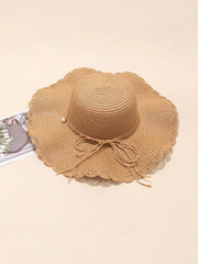 1pc Khaki Wave Beach Sun Hat