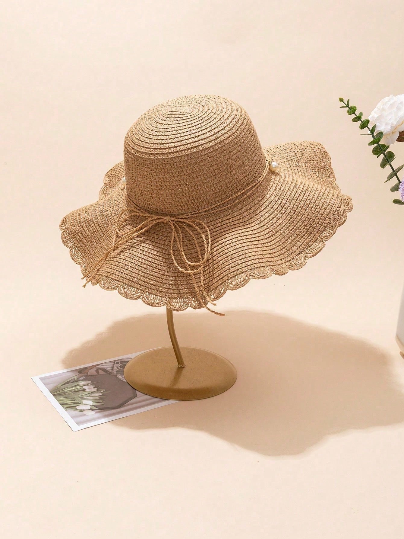 1pc Khaki Wave Beach Sun Hat