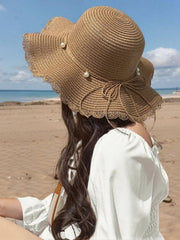 1pc Khaki Wave Beach Sun Hat