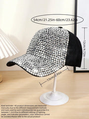 1pc Unisex Rhinestone Baseball Cap - Black