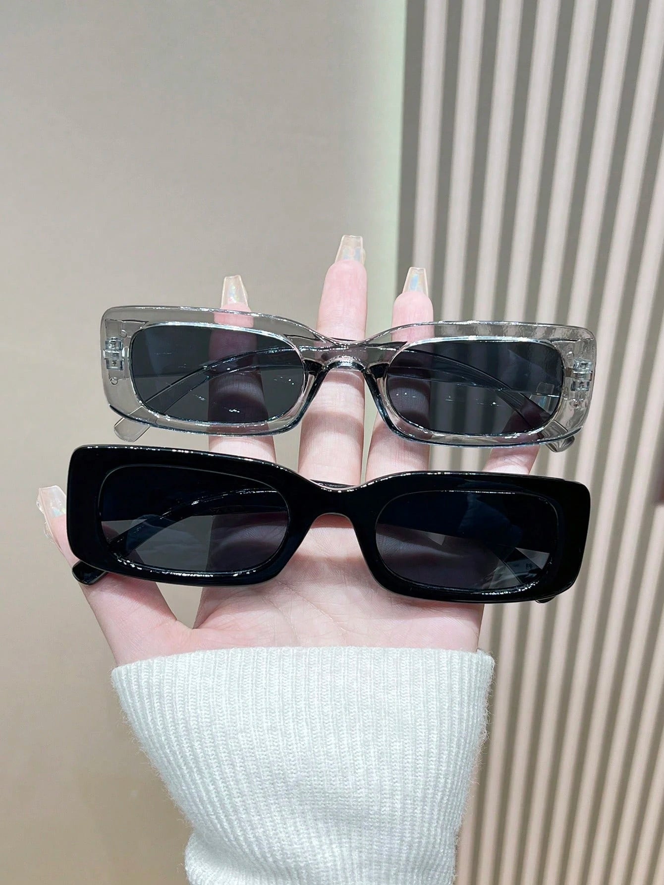 2pcs Y2K Style Square Frame Glasses