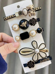 5pcs Cute Faux Pearl Bear Hair Clips