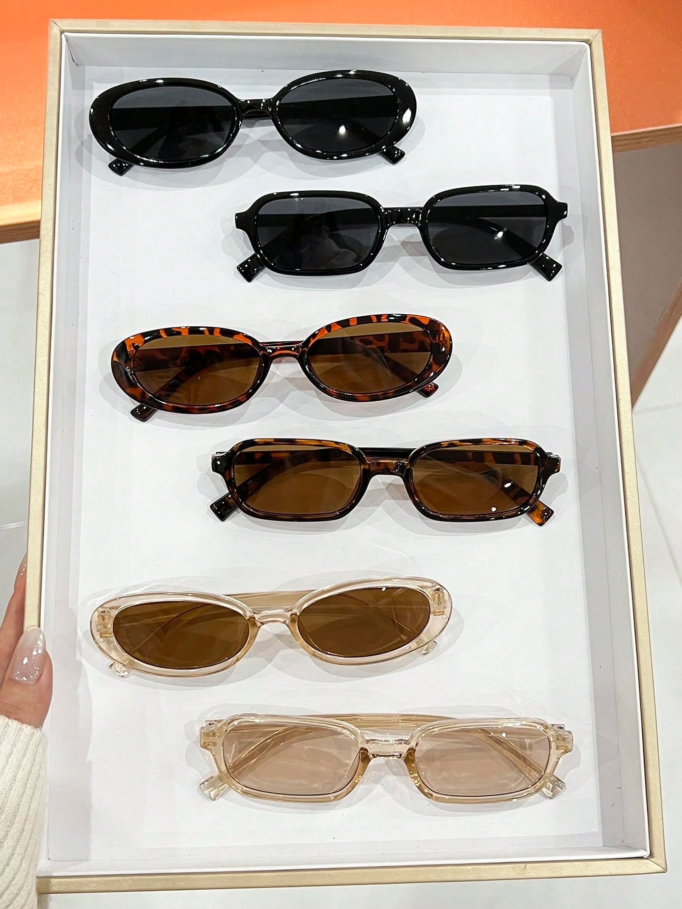 6pcs Vintage Retro Oval Glasses Set