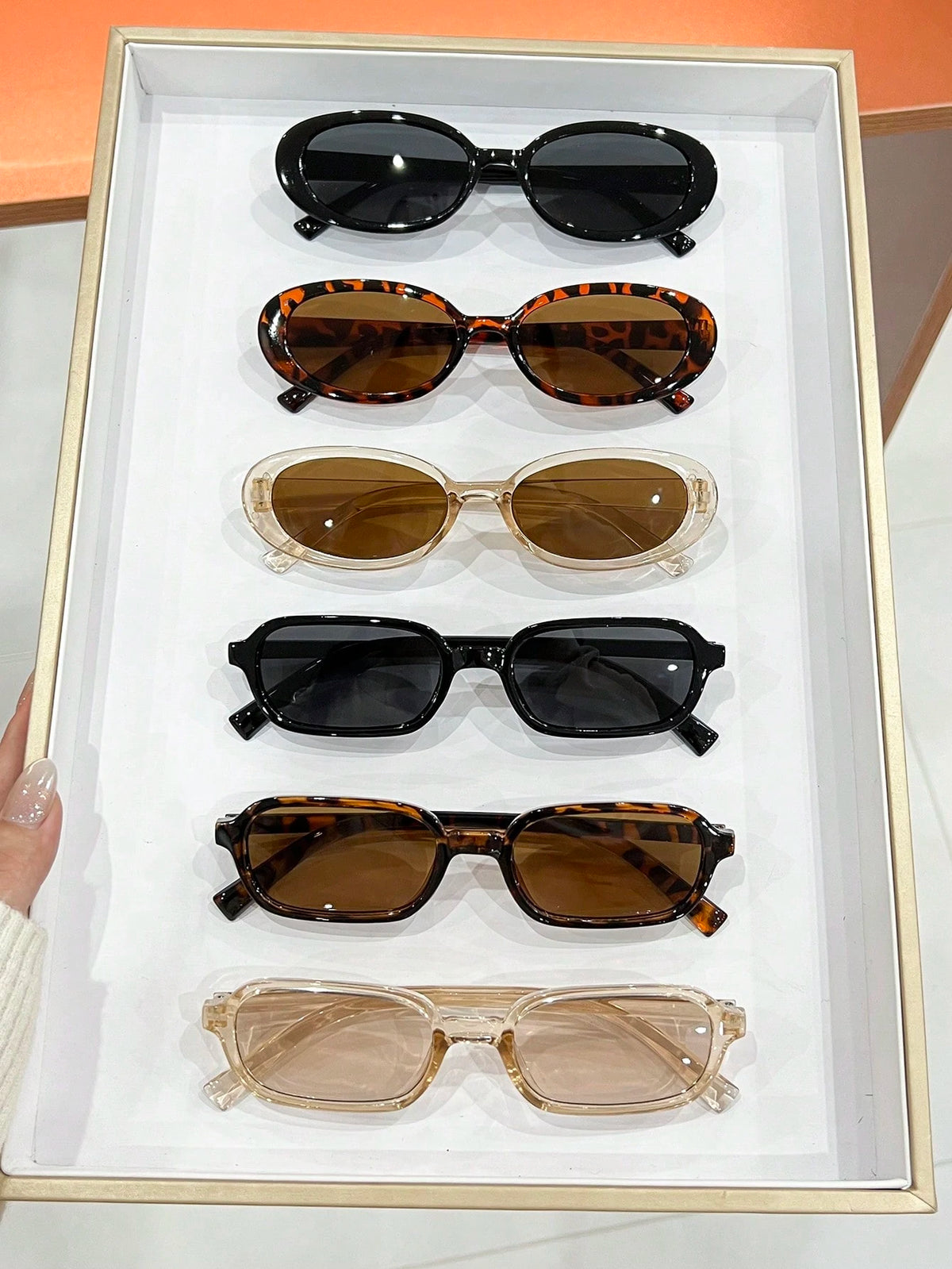 6pcs Vintage Retro Oval Glasses Set