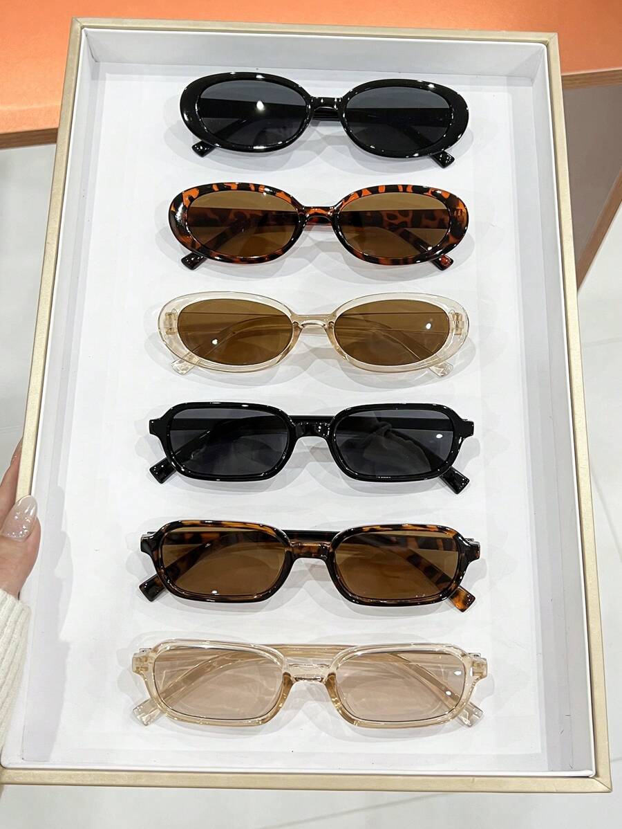 6pcs Vintage Retro Oval Glasses Set