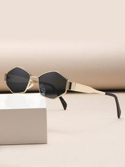 1pc Fashionable Metal Oval Frame Glasses