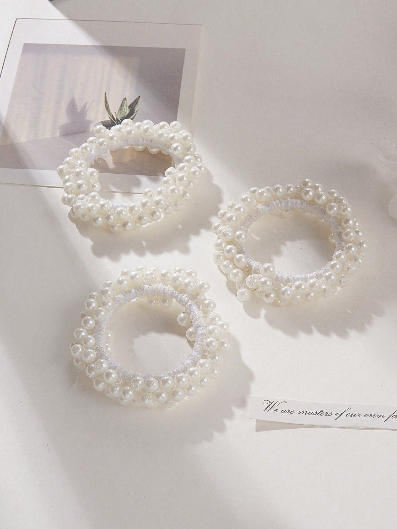 3pcs Ponytail Faux Pearl Hair Ties - www.thetreasurebox.me