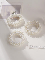 3pcs Ponytail Faux Pearl Hair Ties - www.thetreasurebox.me