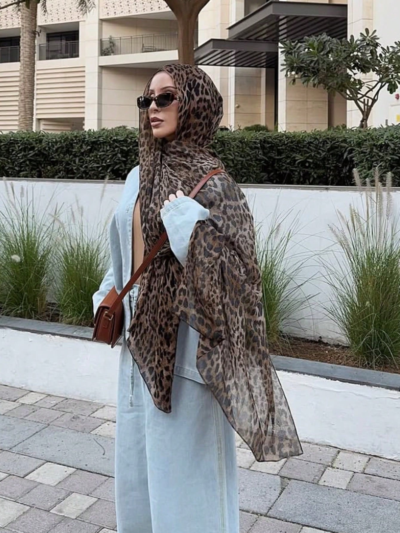 1pc Bohemian Leopard Print Breathable Scarf