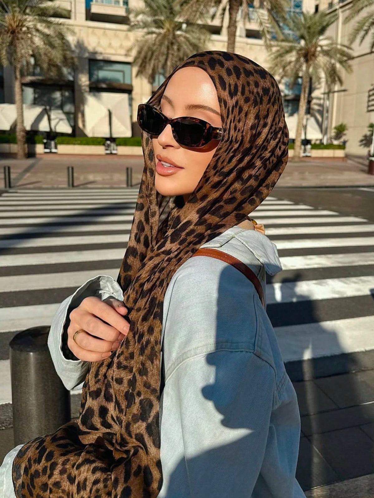 1pc Bohemian Leopard Print Breathable Scarf