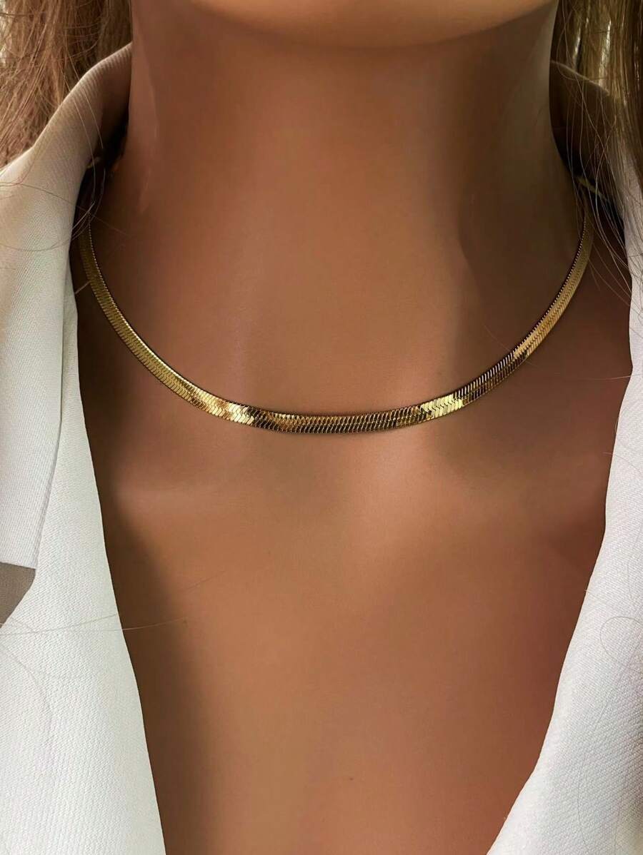 STYLEVER Gold Charm Pendant Necklace - Snake Bone Chain