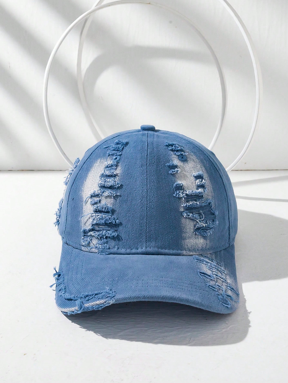 1pc Unisex Distressed Ombre Baseball Cap-Blue