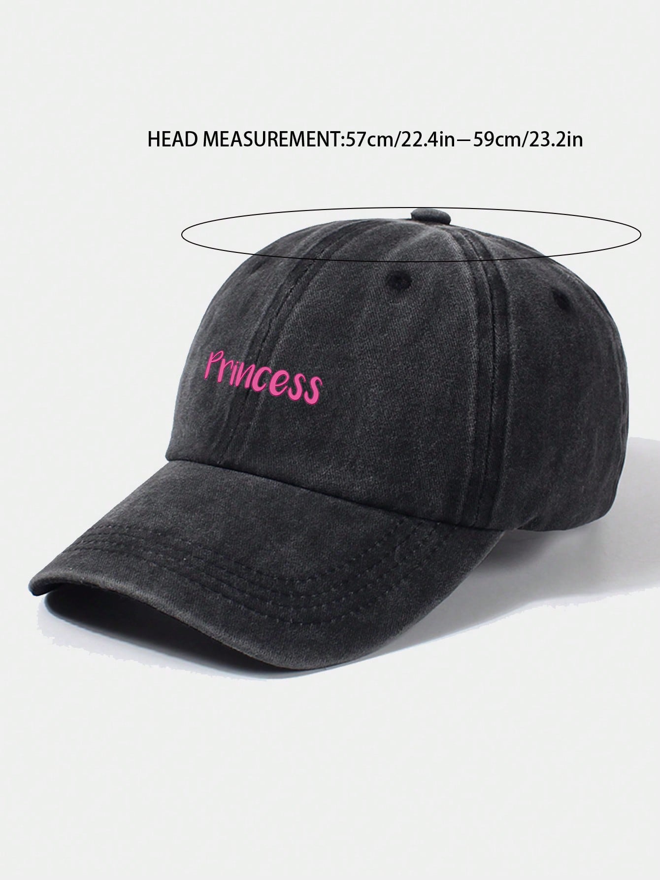 Vintage Washed Letter Print Baseball Cap - Black